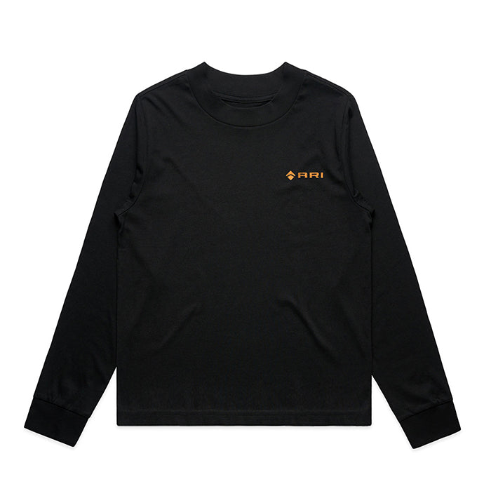 Ari Embroidered Mock Longsleeve Tee Womens Black/Gold